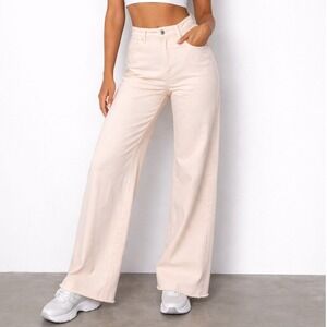 Tractr Blu Wide Leg Jeans Womens Sz. 2/26 Peach Raw Hem High Rise Denim